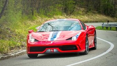 The 458 Speciale has unparalleled handling characteristics, which are aided by  the 458's front 245/35/ZR20 Michelin Pilot Sport Cup 2 tires.