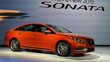 The 2015 Hyundai Sonata is unveiled April 16, 2014 at the Jacob Javits Center in New York.