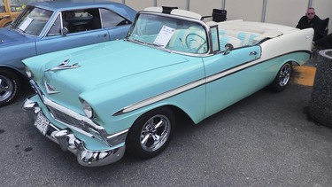 The owner of this 1955 Chevy Convertible redid the two tone interior himself.