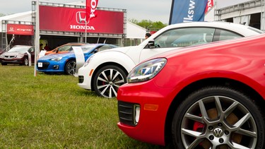 Cars are shown lined up at last year's Georgian College Auto Show in Barrie, Ont.