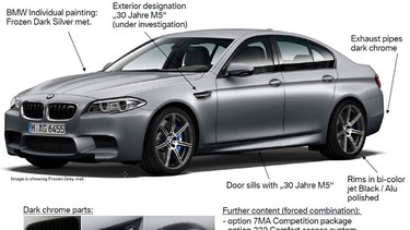 The 30th anniversary edition of the BMW M5 will likely debut next month.