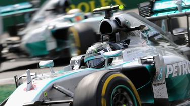 Nico Rosberg of Germany and Mercedes GP drives during the Canadian Formula One Grand Prix at Circuit Gilles Villeneuve on June 8, 2014 in Montreal, Canada.