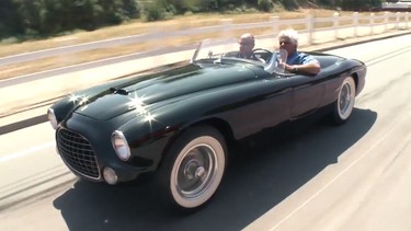 Jay Leno takes this 1952 Ferrari Barchetta for a spin with Leslie Kendall, chief curator at California's Petersen Automotive Museum.