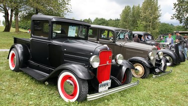 A row of Ford hotrods at the Old Cars Sunday in the Park show in Mission, B.C.