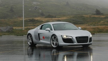 The 2008 Audi R8 at the start of its cross-Canada journey at Cape Spear, Newfoundland, the easternmost point of the North American continent.