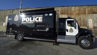 The Vancouver Police Department Mobile Command Unit sits atop a 2013 Freightliner extended cab truck chassis powered by a 300-hp diesel.