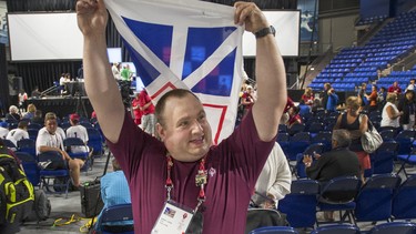 Powerlifter Jackie Barrett of Corner Brook, N.L. earned a gold medal, lifting a record 589 pounds in the Special Olympics World Summer Games at UBC, on Wednesday.