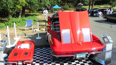 Greg and Patti Ballantyne have the fully restored electric 1963 Kids Corvette to match there 1963 Corvette. Bothe Riverside red...the little one is much rarer than the full sized one.