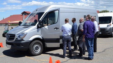 Participants drove the Mercedes-Benz Sprinter in back-to-back tests against cargo vans by Ford and Chrysler's Ram.