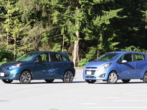 The Nissan Micra, left, and Chevrolet Spark are among the more enticing commuter transportation options for students and their parents.