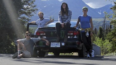 Road trippers heading for Alaska are, from left, James Portoraro, Patrick Doyle, Mariah Gouchie and Krisztina Mosdossy.