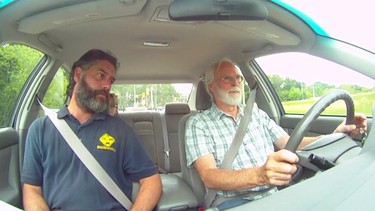 Jan Thompson, 69, gets a few pointers from driving instructor Shaun de Jager, left. A simple and inexpensive test to re-evaluate senior drivers will help keep roads safer.