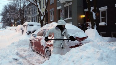 Keeping a shovel in the trunk is a good idea in the winter.