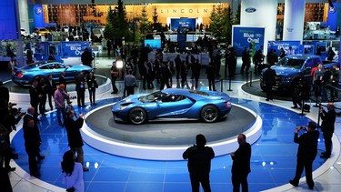 The new Ford GT is displayed during the press preview of the 2015 North American International Auto Show. This year's Detroit Auto Show was among the many highlights of the week.