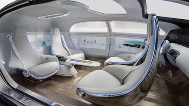 As long the Maybach, the Mercedes F 105 Luxury in Motion concept has four seats that can be configured to all face each other.