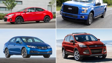The Toyota Corolla, Ford F-Series trucks, Honda Civic and Ford Escape are some of the top 10 best selling new cars in Canada.