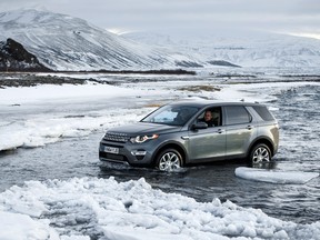 The 2015 Land Rover Discovery Sport goes for a chilly dip in Reykjavik, Iceland.