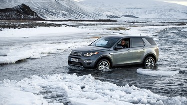 The 2015 Land Rover Discovery Sport goes for a chilly dip in Reykjavik, Iceland.