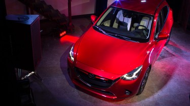 The 2016 Mazda2 at the Montreal International Auto Show.