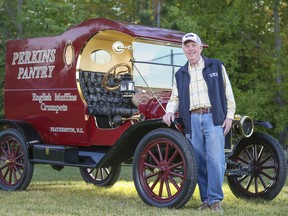 Ross Benedict with his 1914 Ford Model T C-Cab delivery car in Calgary.
