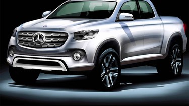 A teaser sketch as to what Mercedes' future pickup could look like.