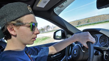 Liam McNaughton is a picture of focus at the BMW Performance Center Teen Driving School.