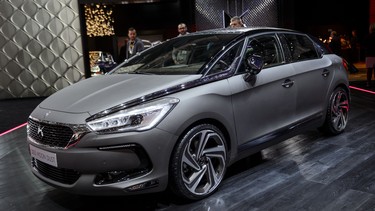 A Citroen DS5 Moon Dust is displayed at the stand of the French carmaker on March 3, 2015 during the press day of the Geneva Car Show in Geneva.