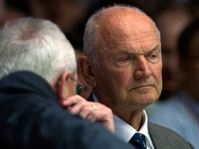 This September 2013 file photo shows Volkswagen group supervisory board chairman Ferdinand Piech, right, as he listens to Volkswagen AG CEO Martin Winterkorn during the media day of the IAA (Internationale Automobil Ausstellung) international motor show in Frankfurt am Main, western Germany.