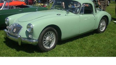 This pale green 1957 MGA — complete with sporty wire wheels — is somewhat rare in that it is one of just 9,926 Coupes built by MG.