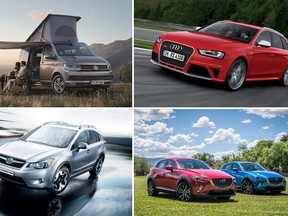 Brendan McAleer wants to see the cars like the Volkswagen California (top left), Audi S4 and RS4 Avant (top left), a turbocharged Subaru Crosstrek (bottom left) and a Mazda CX-3 (bottom right) brought to the Canadian market.