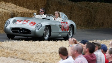 Williams reserve driver Susie Wolff driving a Mercedes Benz 300SLR  at Goodwood on June 26, 2015 in Chichester, England.