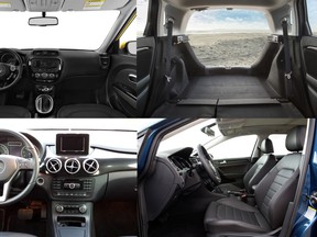 From top left: 2015 Kia Soul, 2015 Honda Fit, 2014 Mercedes-Benz B-250 Sports Tourer, 2015 Volkswagen Golf Sportwagon