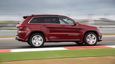 The Jeep Grand Cherokee SRT (pictured here) will be joined by a Hellcat-powered Trackhawk variant next April.