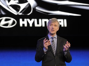 Former Hyundai Motor America CEO John Krafcik introduces the Hyundai Equus at the 2010 New York International Auto Show. He has now been appointed to lead Google's self-driving car development projects.