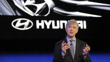 Former Hyundai Motor America CEO John Krafcik introduces the Hyundai Equus at the 2010 New York International Auto Show. He has now been appointed to lead Google's self-driving car development projects.