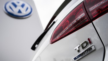 A Golf diesel car is seen at a Volkswagen dealer in Berlin on September 22, 2015.  Volkswagen's $14.7 million emissions scandal settlement has just been approved in the U.S.