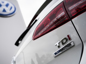 A Golf diesel car is seen at a Volkswagen dealer in Berlin on September 22, 2015.  Volkswagen's $14.7 million emissions scandal settlement has just been approved in the U.S.