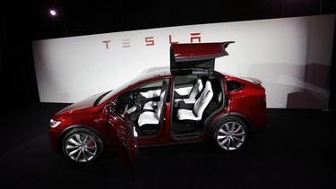 The Tesla Model X is introduced at the company's headquarters Tuesday, Sept. 29, 2015, in Fremont, Calif. Tesla's Model X, one of the only all-electric SUVs on the market, was officially unveiled this week.