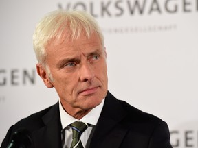 Matthias Müller, head of German automaker Porsche, speaks to the media after the governing board of Volkswagen announced he will succeed former Volkswagen CEO Martin Winterkorn on September 25, 2015 in Wolfsburg, Germany.