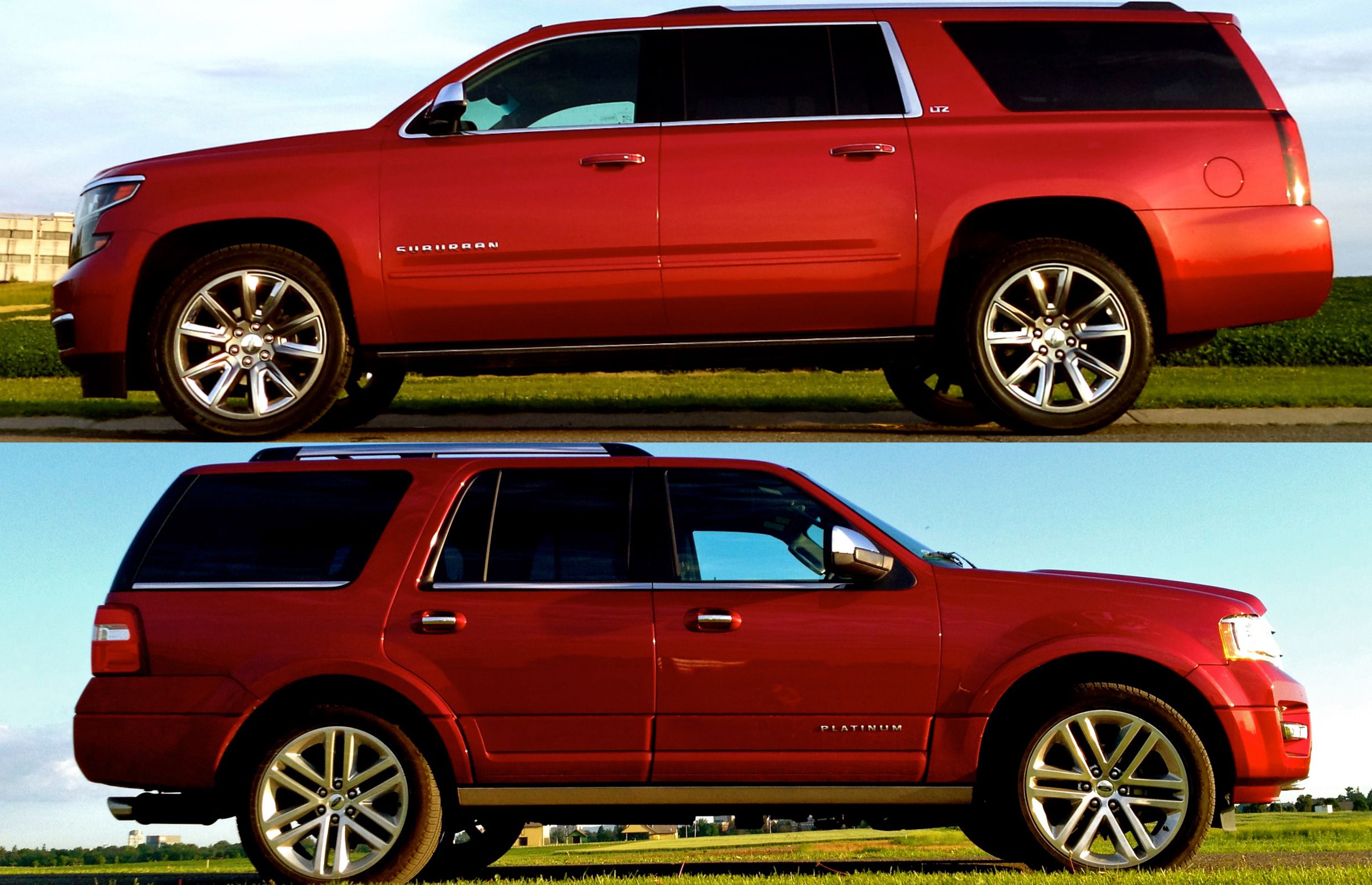 SUV Comparison Chevrolet Suburban vs. Ford Expedition Driving