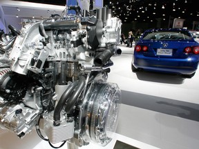In this Nov. 20, 2008 file photo a Volkswagen Jetta TDI diesel engine is displayed at the Los Angeles Auto Show.