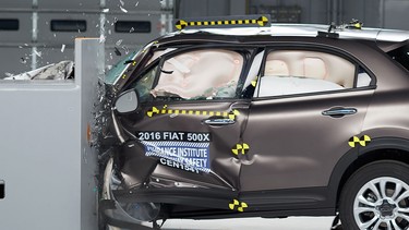 The 2016 Fiat 500X during the IIHS' latest round of crash testing.