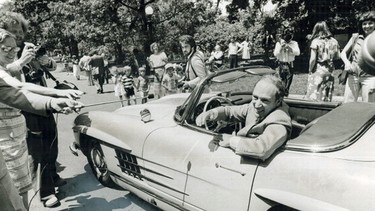 Pierre Trudeau drives his Mercedes-Benz 300SL.