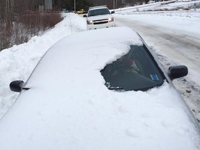 RCMP in Nova Scotia pulled over this driver and issued a summary offence ticket for driving with an obstruction on the windshield.