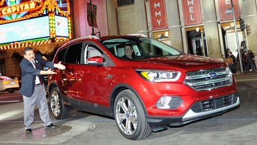 Ahead of the 2015 Los Angeles Auto Show, the new Ford Escape is revealed on HollywoodÂ’s red carpet with the help of renowned late-night talk show sidekick, Guillermo from Jimmy Kimmel Live! on November 17, 2015 in Hollywood, California.