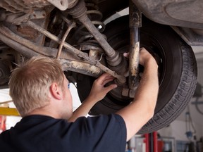 When inspecting a used car, look for any torn rubber boots on control arms or the steering rods or heavy rust where the control arms are connected on the inside (away from the wheels).