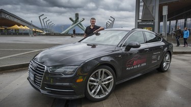 Jason Heard, here with an Audi A7 at Jack Poole Plaza, is executive director of the Vancouver International Auto Show.