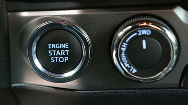 The keyless start system and the 4-wheel drive system selector.