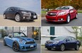 Clockwise from top left: 2013 Lexus GS, 2013 Chevrolet Malibu, 2013 Buick Verano, 2013 Mini Cooper John Cooper Works convertible.