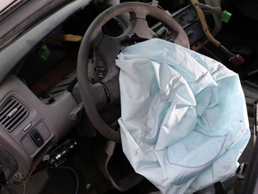 A deployed airbag is seen in a 2001 Honda Accord at the LKQ Pick Your Part salvage yard on May 22, 2015 in Medley, Florida. The largest automotive recall in history centers around the defective Takata airbags that are found in millions of vehicles not limited to just one automaker.